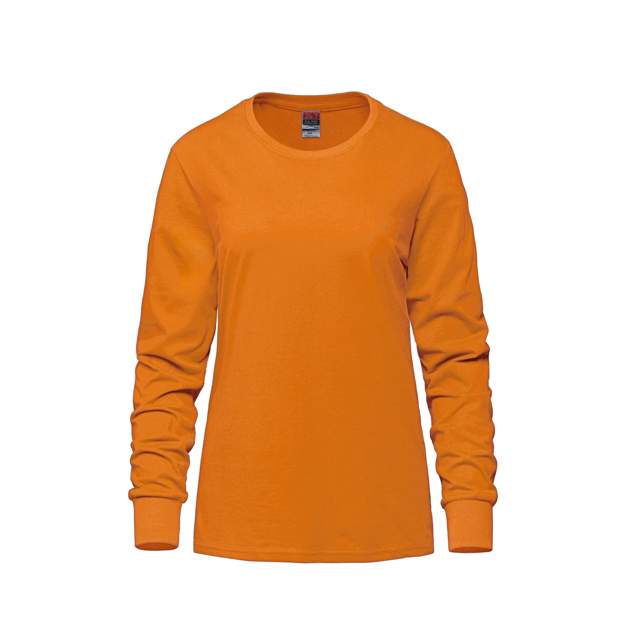 Ladies RING SPUN Combed Cotton Long Sleeve Crewneck T-Shirt-CSW