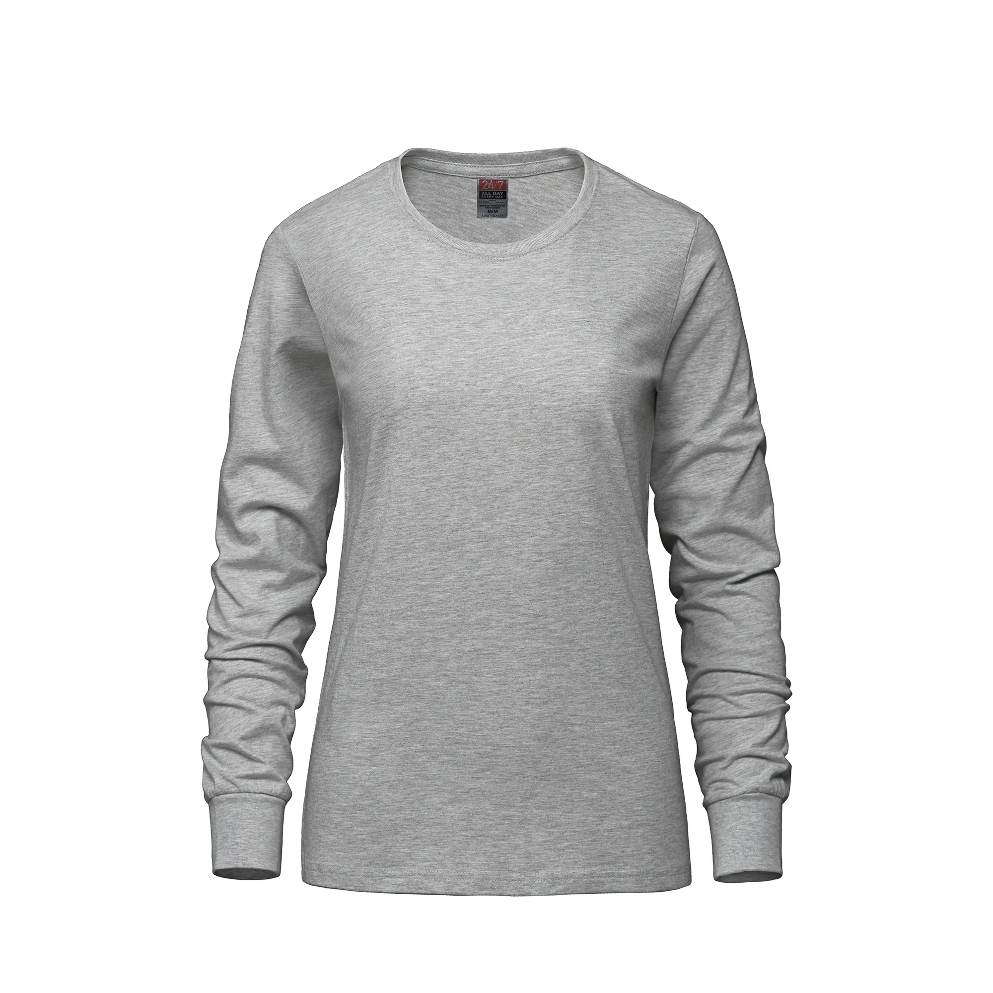 Ladies RING SPUN Combed Cotton Long Sleeve Crewneck T-Shirt-CSW