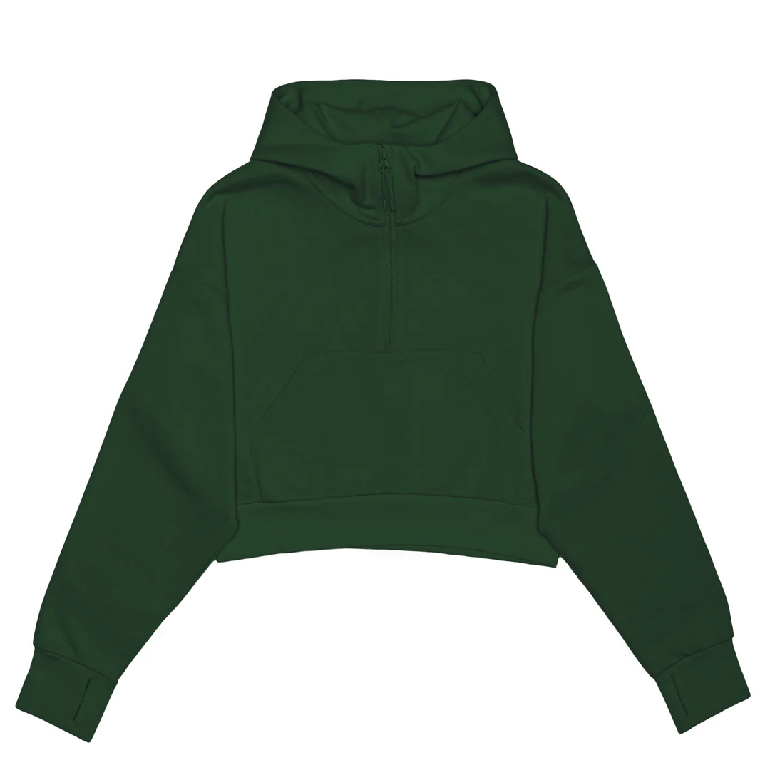 Cropped Drop Shoulder 1/2 Zip Hoodie