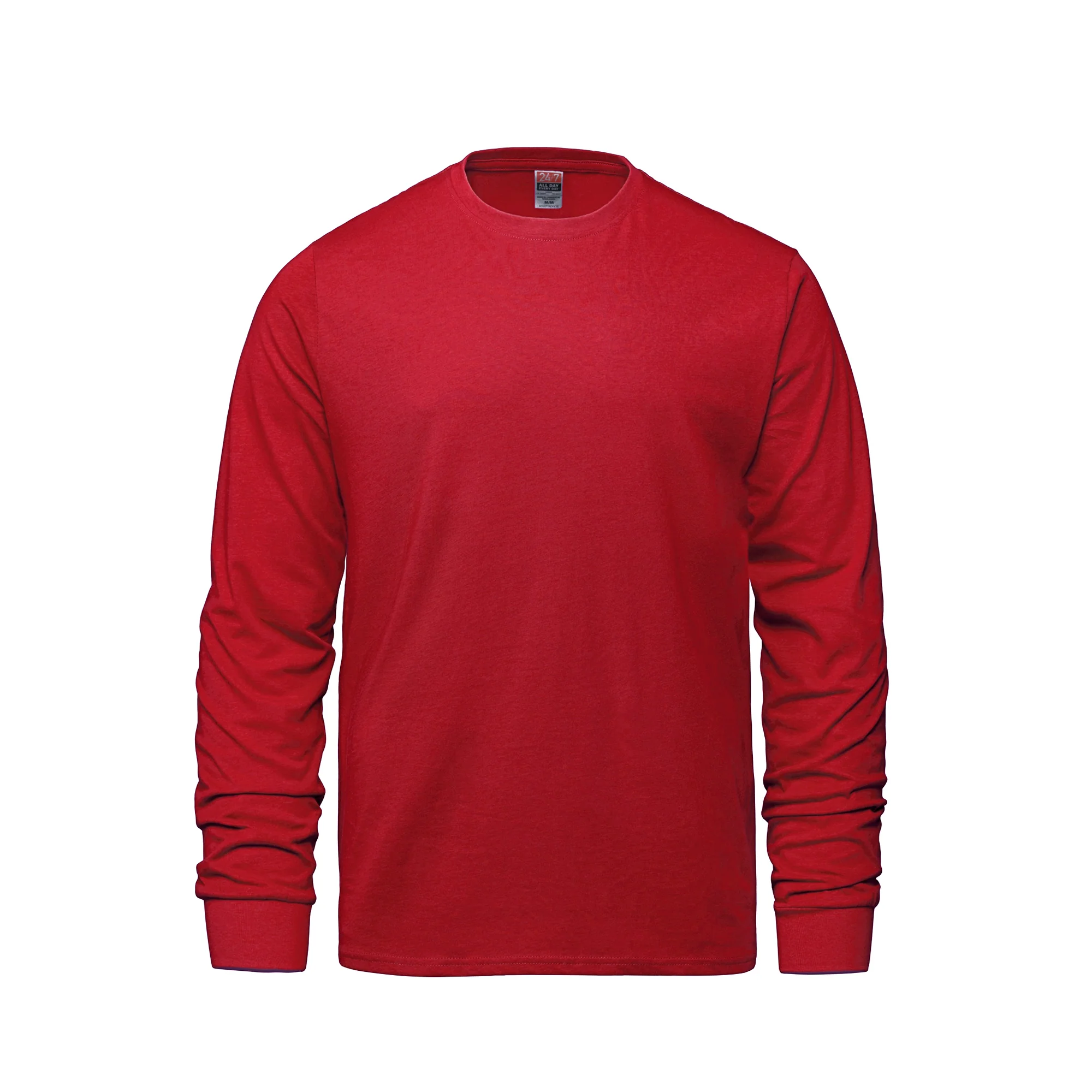 Adult RING SPUN Combed Cotton Long Sleeve Crewneck T-Shirt-CSW - Color Image 1
